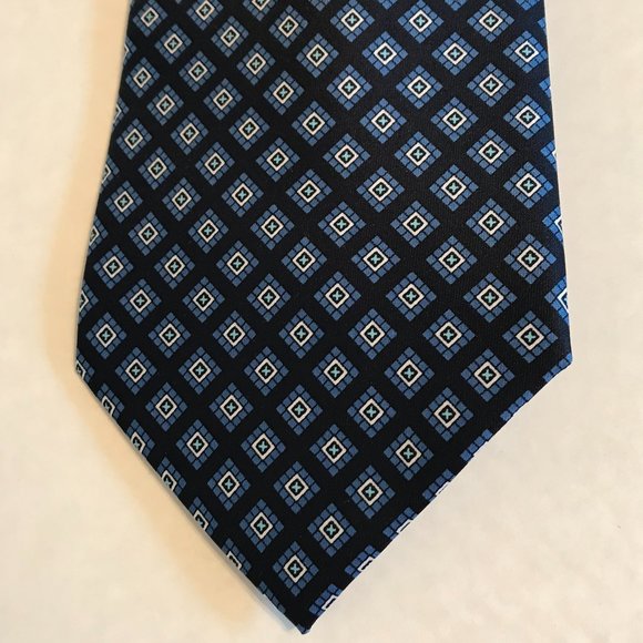 NWT George Stain Resistant Black and Blue Patterned Men's Tie - Picture 1 of 7